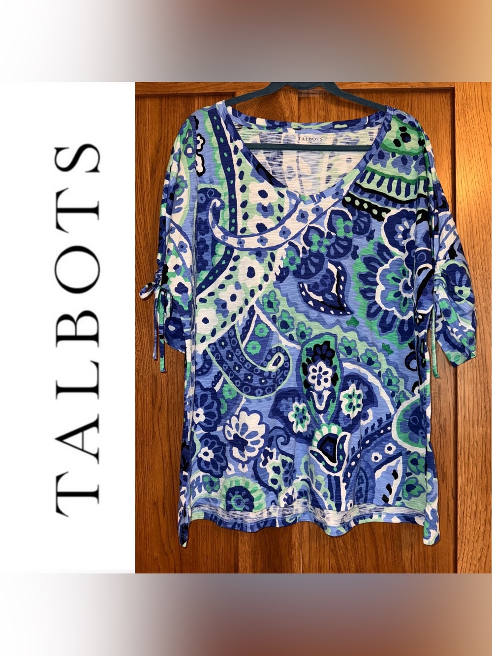 NWOT Talbots Plus 2X Paisley Print Slub Top